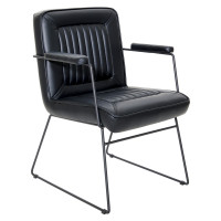 OSP Home Furnishings GTC-B18 GT Chair in Black Faux Leather with Black Sled Base